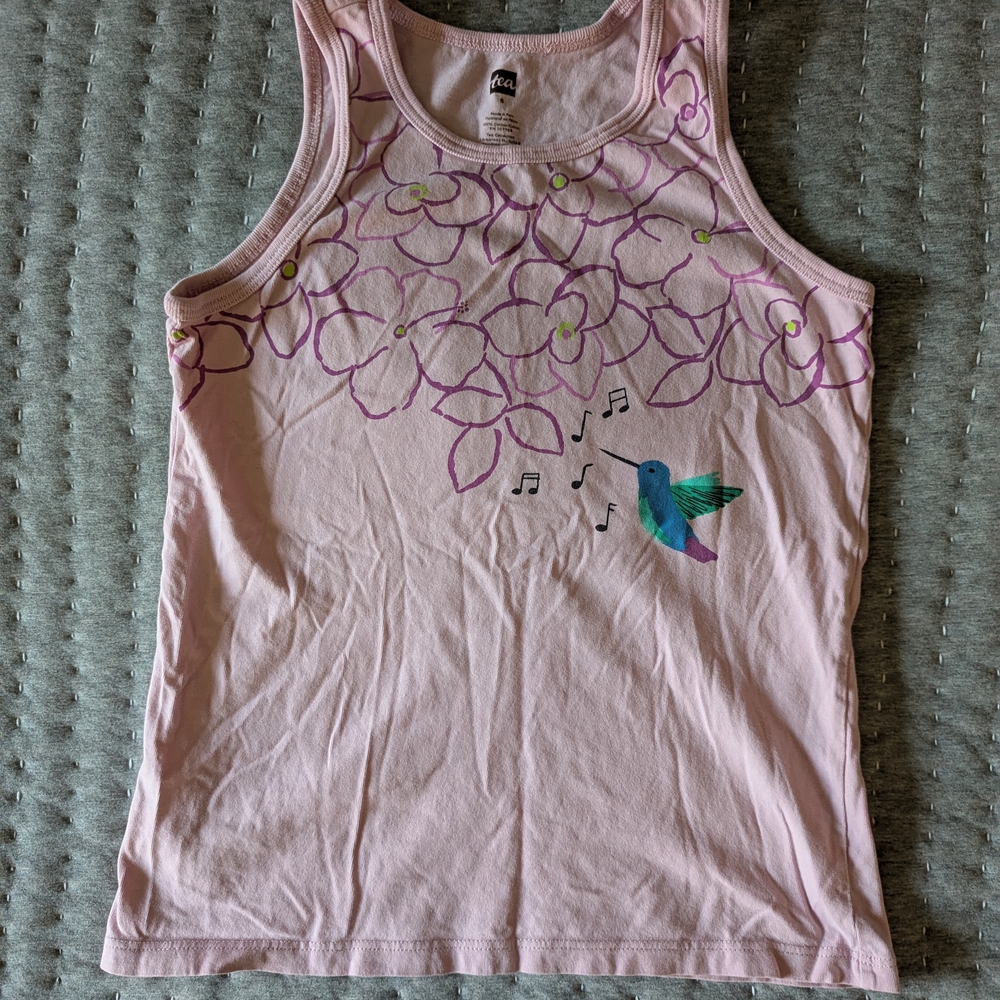 Tea Collection Girls Pink Floral Tank Top - Like New - Size 10